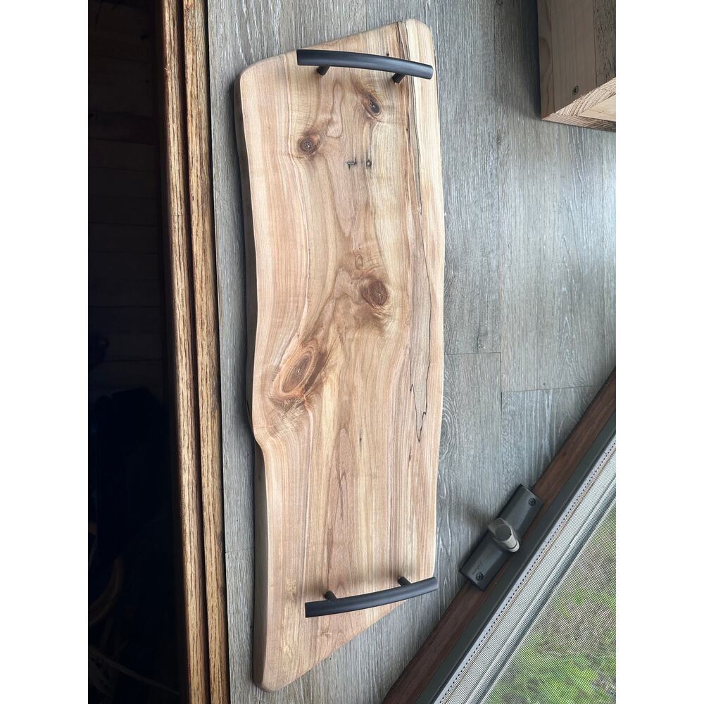 Spaulted Maple Cutting Board - Charcuterie - 8x24 - Oil Rubbed Bronze Handles